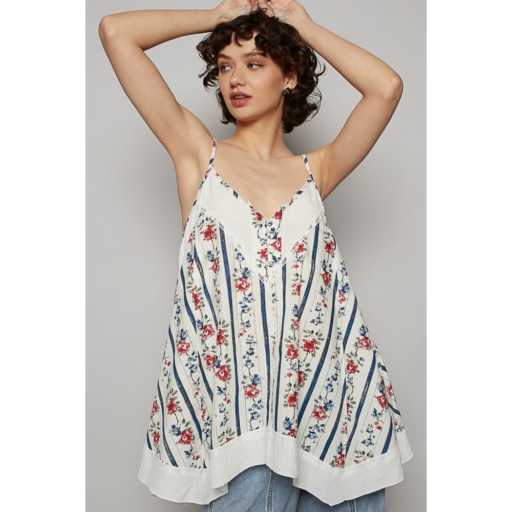 Floral Striped Women's Top